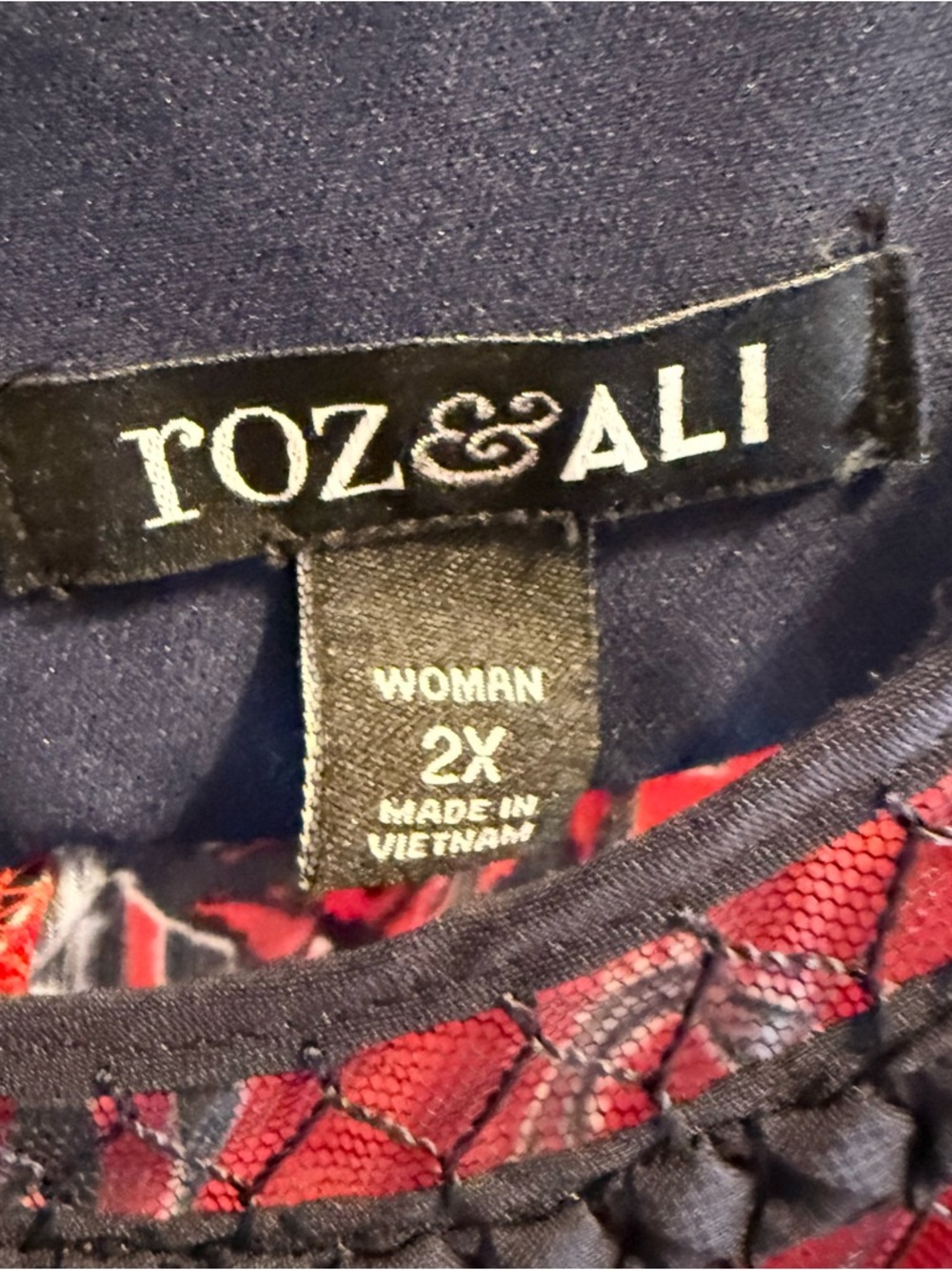 Roz & Ali Red Paisley Maxi with Navy Accents - Picture 2 of 5